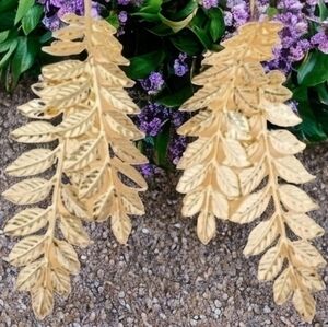 BOSTON PROPER VINTAGE XL GOLDEN EDEN LEAVES EARRINGS